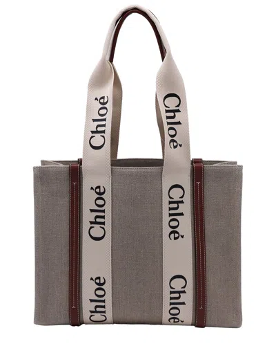 Chloé Beige Linen Medium Woody Tote (authentic Pre-loved)