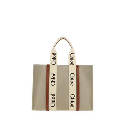 Chloé Beige Linen Shoulder Bag
