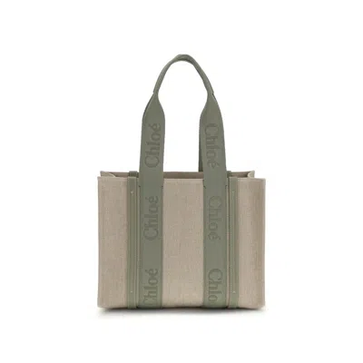 Chloé Beige Linen Shoulder Women's Bag In Sand
