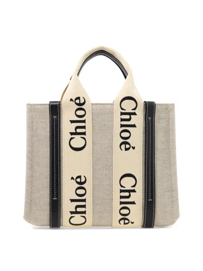 Chloé Beige Linen Tote Bag For Women In Tan