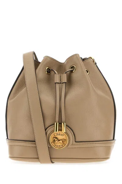 Chloé Beige Logo Bucket Bag In Sand