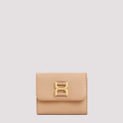 Chloé Beige Marcie Leather Wallet In Nude & Neutrals