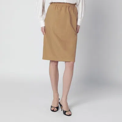 Chloé Beige Midi Pencil Skirt In Brown