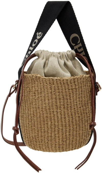 Chloé Beige Mifuko Edition Small Woody Basket Bag In Black Beige 1