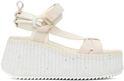 Chloé Beige Nama Wedge Sandals In 00l Pearly Grey