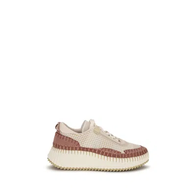 Chloé Beige Nylon Chunky Sneakers In Animal Print