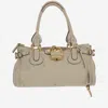Chloé Padlock Studded Shoulder Bag In Gray