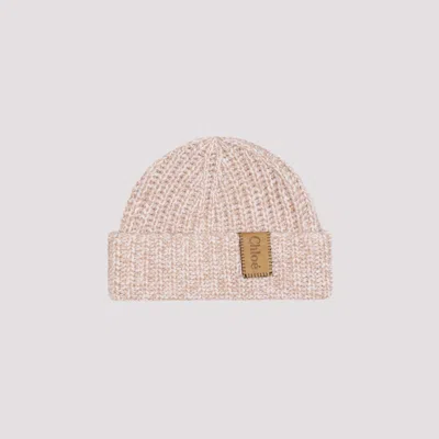 Chloé Beige Pink Chunky Cashmere Wool Beanie