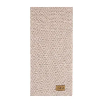 Chloé Beige Pink Chunky Cashmere Wool Scarf In Neutrals