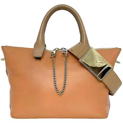 Pre-owned Chloé Beige Salmon Pink Leather Handbag Shoulder Bag () In Beige, Salmon Pink