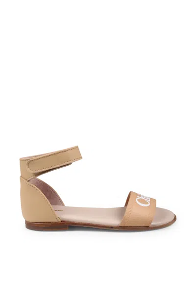 CHLOÉ BEIGE SANDALS FOR GIRL WITH LOGO