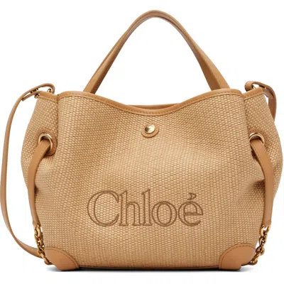 Chloé Beige Small '' Clover Double Carry Tote In 218 Bleached Brown