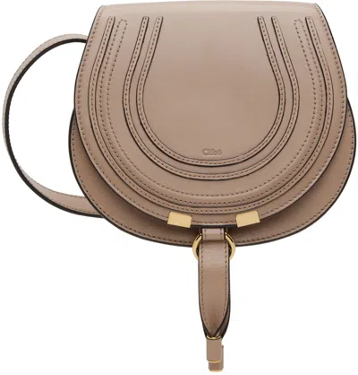Chloé Beige Small Marcie Saddle Bag In 28v Deep Beige
