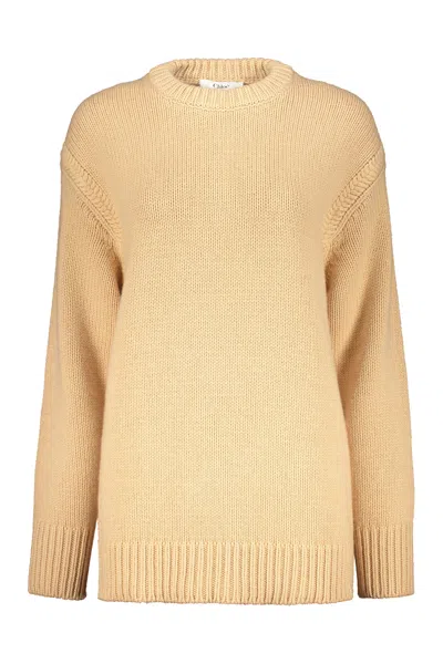 Chloé Beige Soft Jumper With Round Neck In Neutral