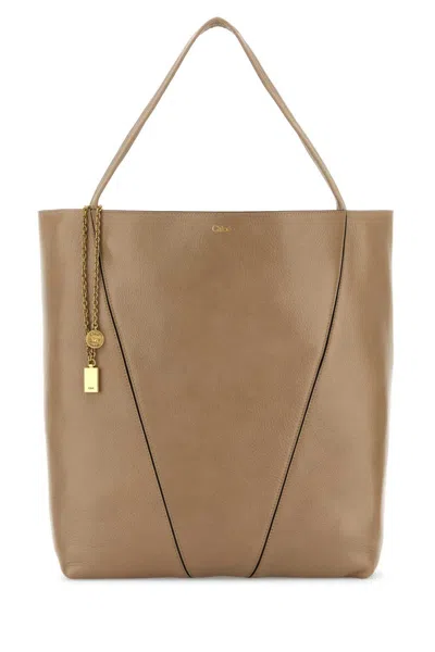 Chloé Beige Spin Large Tote In Sand