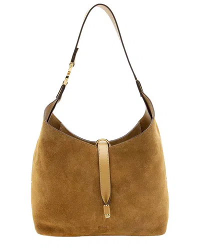 Pre-owned Chloé Beige Suede Marcie Small Hobo (authentic Pre-loved)
