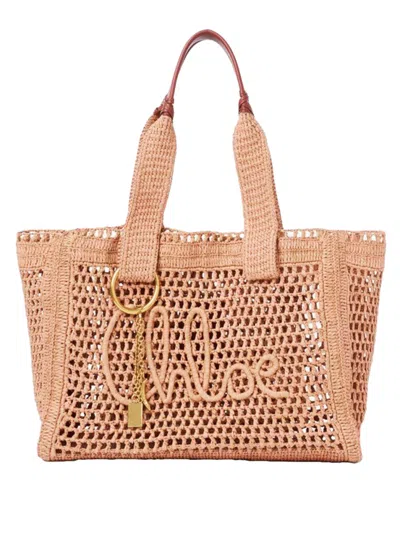 Chloé Women Beige Summer Banana Large Tote In Pink