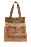 Chloé Chloe Embroidered Raffia Small Summer Banana Shopping Bag In Nude