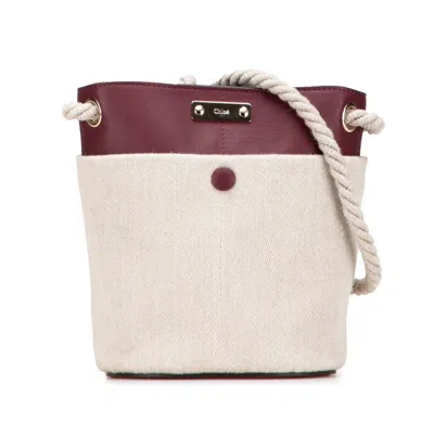 Pre-owned Chloé Beige Wine Leather Linen Shoulder Bag () In Beige, Wine