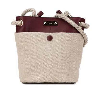 Pre-owned Chloé Beige Wine Linen Leather Shoulder Bag () In Beige, Wine