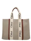 Chloé Beige Woody Large Tote Bag In Beige