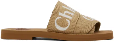 Chloé Beige Woody Sandals In 24j Desert Beige