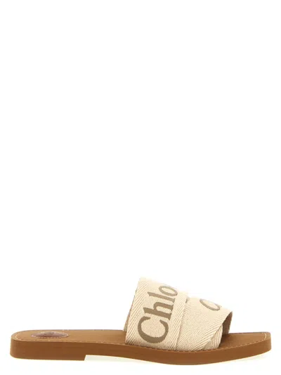 CHLOÉ BEIGE WOODY SANDALS