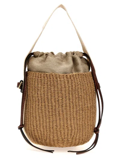 CHLOÉ BEIGE WOODY SMALL BUCKET BAG