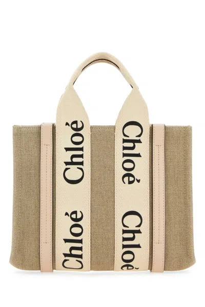 CHLOÉ BEIGE WOODY SMALL TOTE BAG