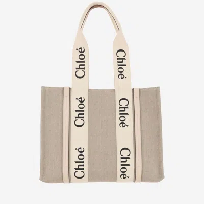 CHLOÉ BEIGE WOODY TOTE BAG