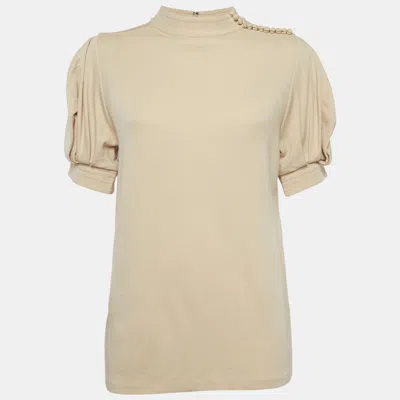 Pre-owned Chloé Beige Wool Jersey Crew Neck Top S