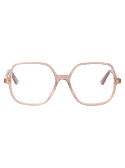 Chloé Beige-beige-transparent Acetate Glasses In Pink