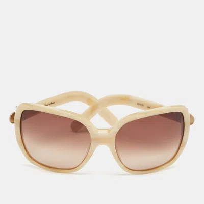 Pre-owned Chloé Beige/brown Gradient Cl2173 Frame Oversized Sunglasses