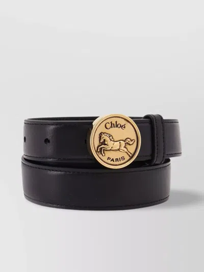 Chloé Belt Leather Gold-tone Buckle In Brown