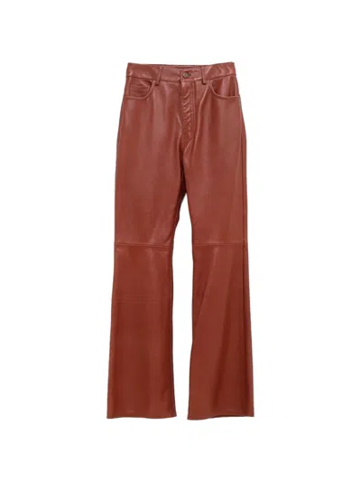 Chloé Belt-loop Leather Trousers In Brown