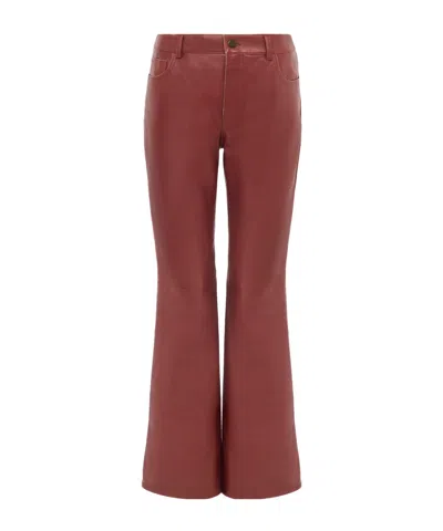 Chloé Belt-loop Leather Trousers In Red