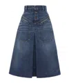 Chloé Denim Knee-length Skirt With Front Box Pleat In Blue