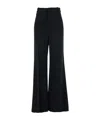 Chloé Flared Wool Trousers Asymmetrical Hems In Black