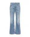 Chloé Blue High Waisted Jeans With Wide Leg And Logo Patch On The Rear In Denim Woman In Blue