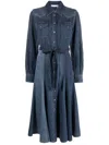 Chloé Belted Denim Shirtdress In Blue