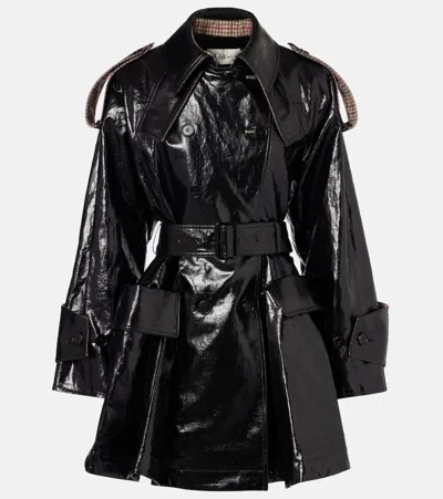 Chloé Belted Double-breasted Linen Coat In Black