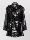 Chloé Chloe Houndstooth-trimmed Coated Linen Trench Coat In Black