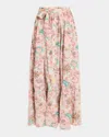 Chloé Belted Floral-print Silk Maxi Skirt In Multi