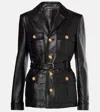 Chloé Utilitarian Belted Leather Jacket In Black