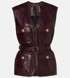 Chloé Leather Belted Waist Sleeveless Jacket