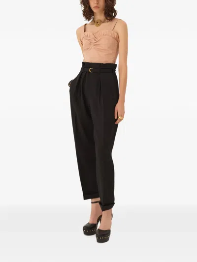 Chloé Tailored Trousers Size 36 With Unique Closure Design In Black
