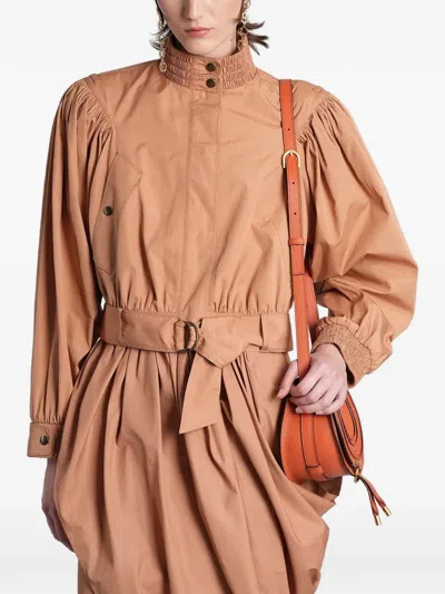Chloé Ruched Short Cotton Poplin Jacket In Reef Shell In Multi