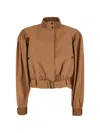Chloé Ruched Short Cotton Poplin Jacket In Reef Shell In Brown