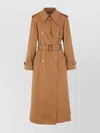 Chloé Double-breasted Leather-trimmed Cotton-gabardine Trench Coat In Brown
