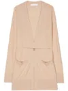 Chloé Logo-plaque Wool Cardigan In Neutrals